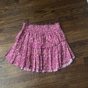 LoveShackFancy Purple Floral A-Line Skirt